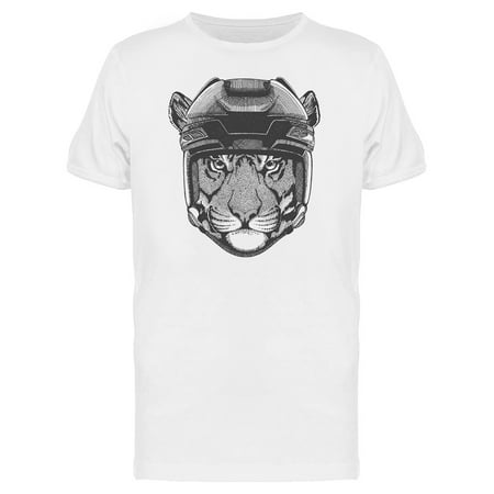 Wild Tiger With Hockey Helmet Tee Men's -Image by