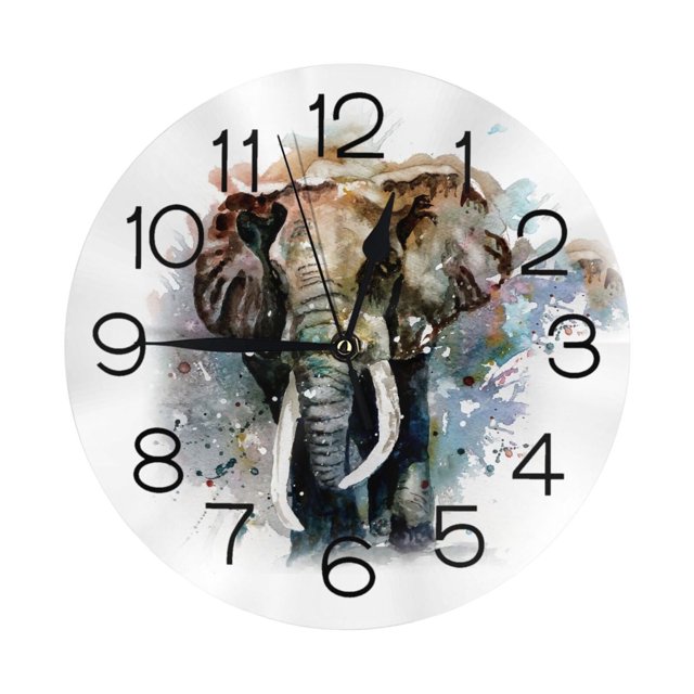 Reloj de pared de elefante, silencioso, de 10 pulgadas, estilo rústico retro, decorativo para sala de estar, cocina, hogar, baño y dormitorio
