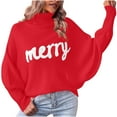 thumbnail image 2 of Karight Christmas Sweaters for Women Merry Sweater: Oversized Turtleneck Sweaters Long Batwing Sleeve Xmas Pullover Tops, 2 of 9