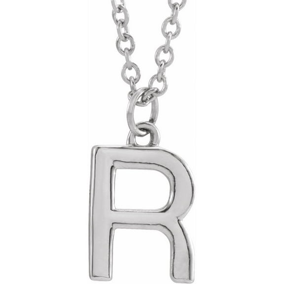 Precious Stars Unisex Sterling Silver Initial R Dangle Necklace