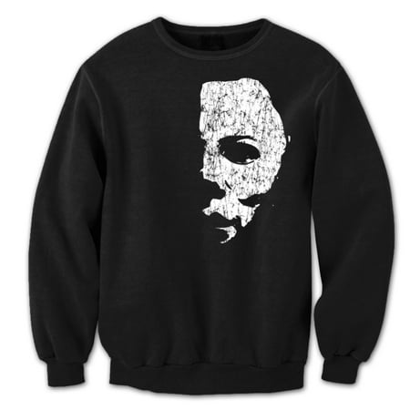 Halloween Scary Face Mask Small Black Crewneck Sweatshirt