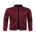 thumbnail image 2 of Men Zip Up Knit Jacket Casual Loose Stand Collar Long Sleeve Jacket, 2 of 6