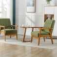 thumbnail image 4 of Accent Chairs Set of 2, Leisure Chair with Side Table, Mid Century Modern Accent Chair, Wood and Fabric Armchairs Side Chair, Lounge Reading Comfy Arm Chair for Living Room, Bedroom, Office, Green, 4 of 7