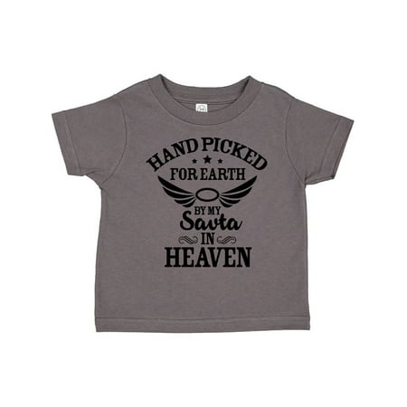 

Inktastic Handpicked for Earth By My Savta in Heaven with Angel Wings Gift Toddler Boy or Toddler Girl T-Shirt