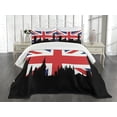 thumbnail image 3 of Ambesonne Union Jack Quilted Bedspread Set 3 Pcs, Historic Urban UK, Queen Size, Royal Blue Black Red, 3 of 5