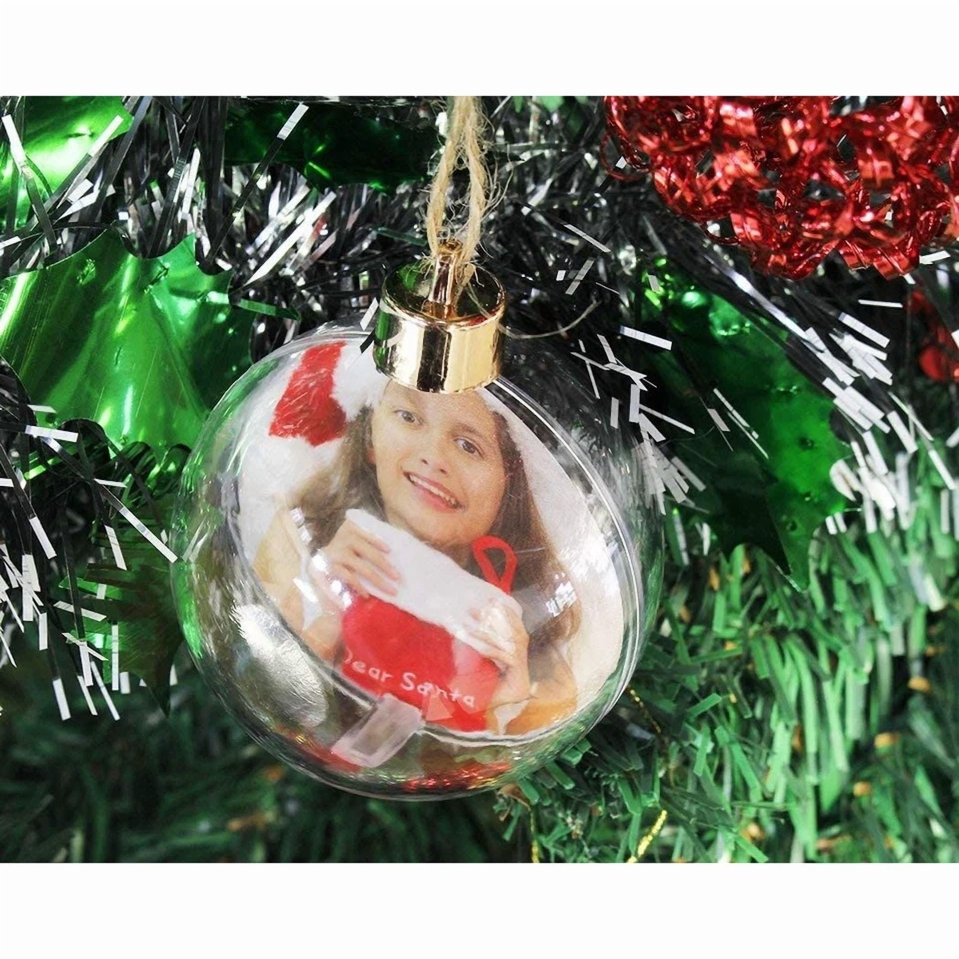 4 Pack Photo Ornaments Ball For Christmas Tree Diy Craft Hanging Tree Décor 2.7"