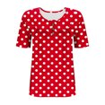 thumbnail image 6 of T Shirts for Women Plus Size Short Sleeved Polka Dot Round Neck Button Up Pleated T Shirt Top, 6 of 6