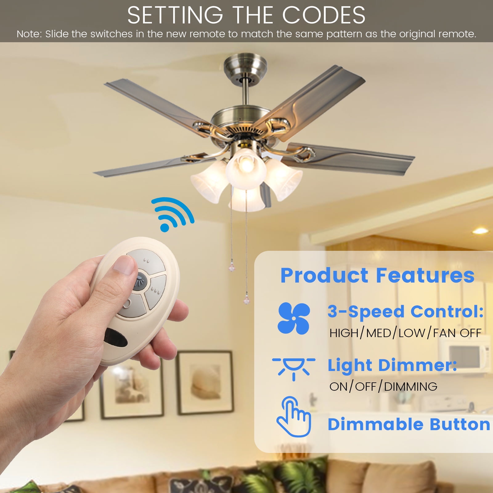 Eogifee 35T Ceiling Fan Remote Control Replacement of Harbor Breeze KUJCE9603 F 