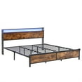 thumbnail image 7 of King Size Bed Frame with LED Lights, Modern Metal Bed with 2 USB Ports and Storage Headboard, Noise Free, No Box Spring Needed, 7 of 7