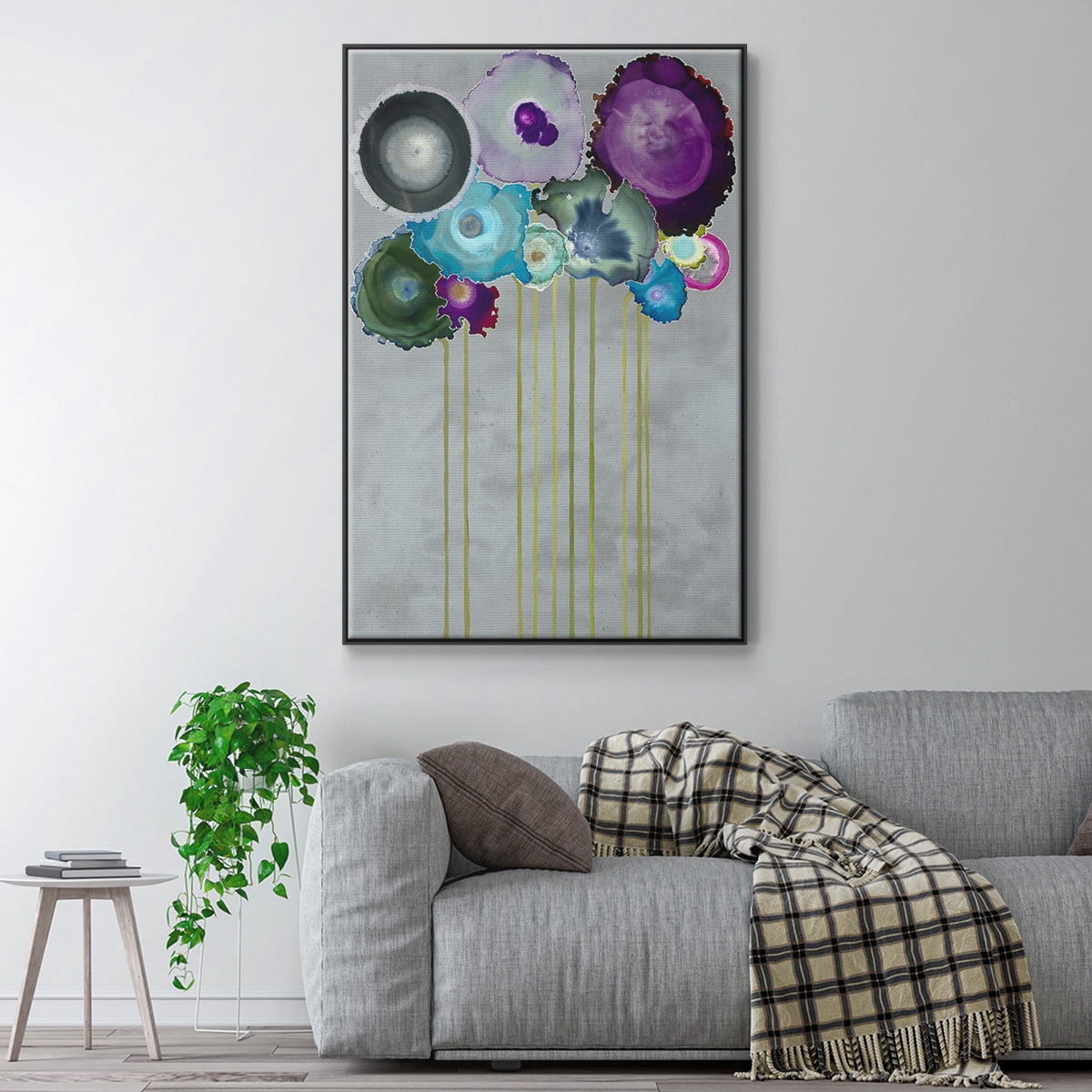 Silver Bouquet Framed Premium Gallery Wrapped Canvas - Ready to Hang - 27 x 41 - Black Floating Frame