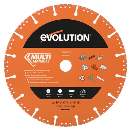 UPC: 0849713091598 | Evolution MD255SEG-CS | 10 In. | Segmented Edge | 7/8 In. Arbor | Multi-Purpose  Metal Cutting Diamond Blade