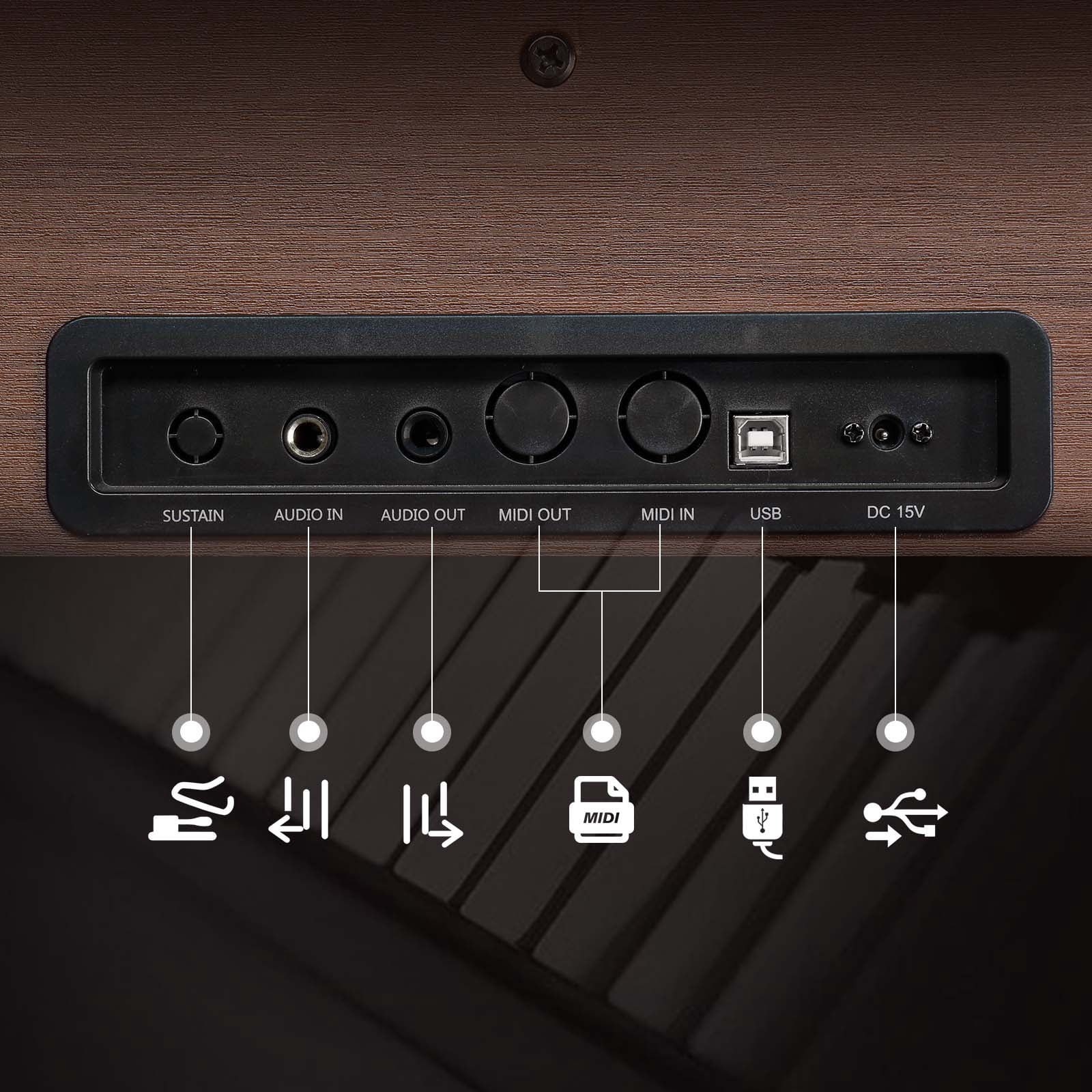 Glarry 88 Key Full Weighted Digital Piano with Furniture Stand, Audio and MIDI Bluetooth, Triple Pedals, Headphone, for All Levels Beginner Dark Brown