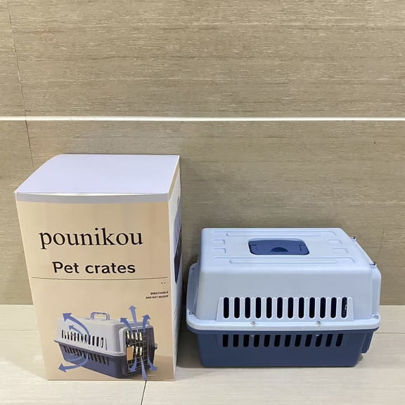 pounikou Pet crates,2-Door Top-Load Hard-Sided Dogs, Cats Pet Travel Carrier, Blue, 28"L x 21.5"W x 22.5"H