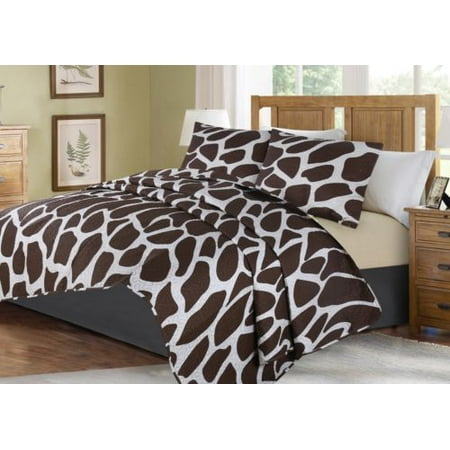Luxury Animal Print Bedding 3-PIECE ANIMAL #1 GIRAFFE KING LUXURY MIDWEST MODREN ANIMAL WILD PRINT DESIGN Solid Microfiber Quilting Bedding Bedspread Coverlet Set Matching Pillow Sham & Quilt ()