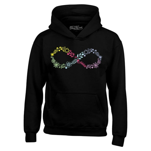 Shop4Ever Men's Floral Infinity Symbol Flowers Hooded Sweatshirt Hoodie XXXXX-Large Black