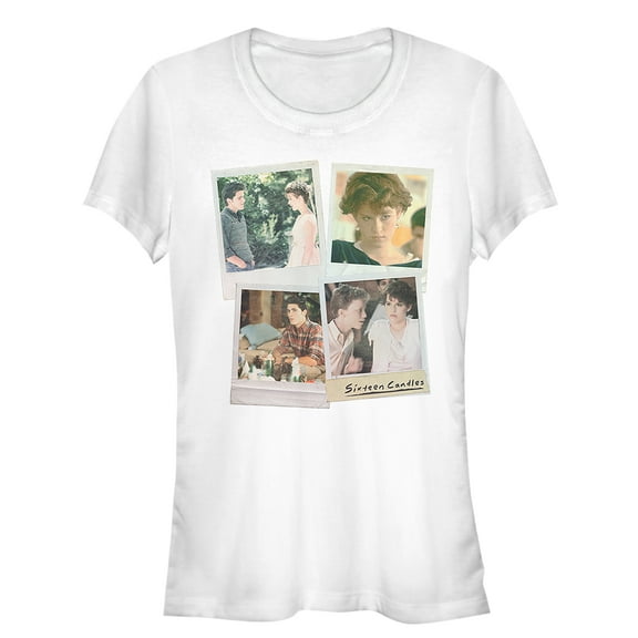 Junior's Sixteen Candles Character Polaroids Graphic Tee White Medium