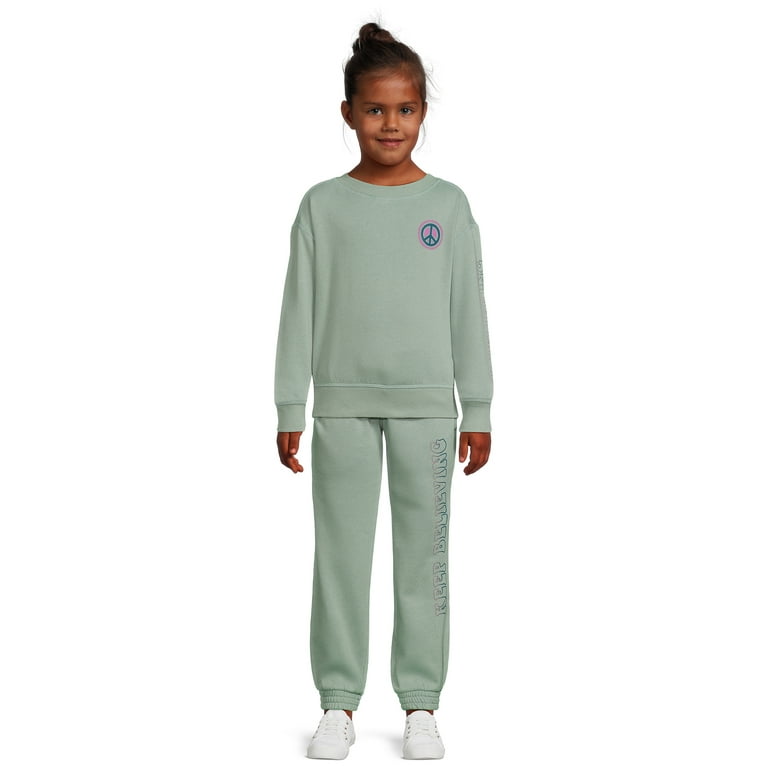 Wonder Nation Girls Fleece Pullover Top and Joggers Set, 2-Piece, Sizes  4-18 & Plus 