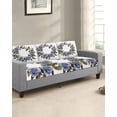 thumbnail image 2 of Retro Flower Sofa Couch Cushion Covers Washable, Removable Stretchable Sectional Couch Covers, Blue Rose Floral Farmhouse Leaf Modern Slipcovers for L & T Shape Sofa Furniture Protector S Size 1 pc, 2 of 7