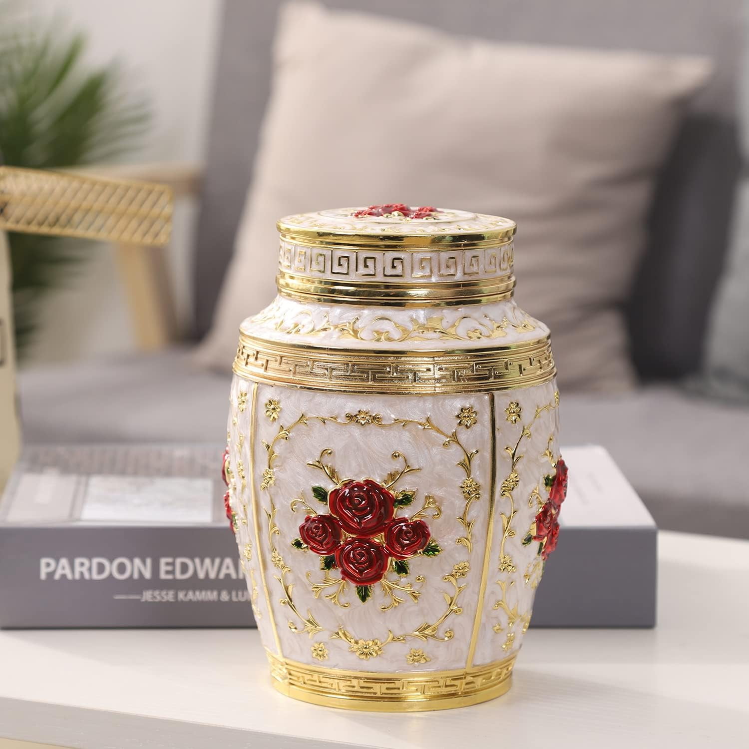 Medium Urn for Human Ashes - Rose Cremation Urn for Ashes for Women Mom - Beautiful Keepsake Urns Made of Zinc Alloy -  Hold 75 Cubic inches of Ashes - Suitable for A Lost Baby or Children