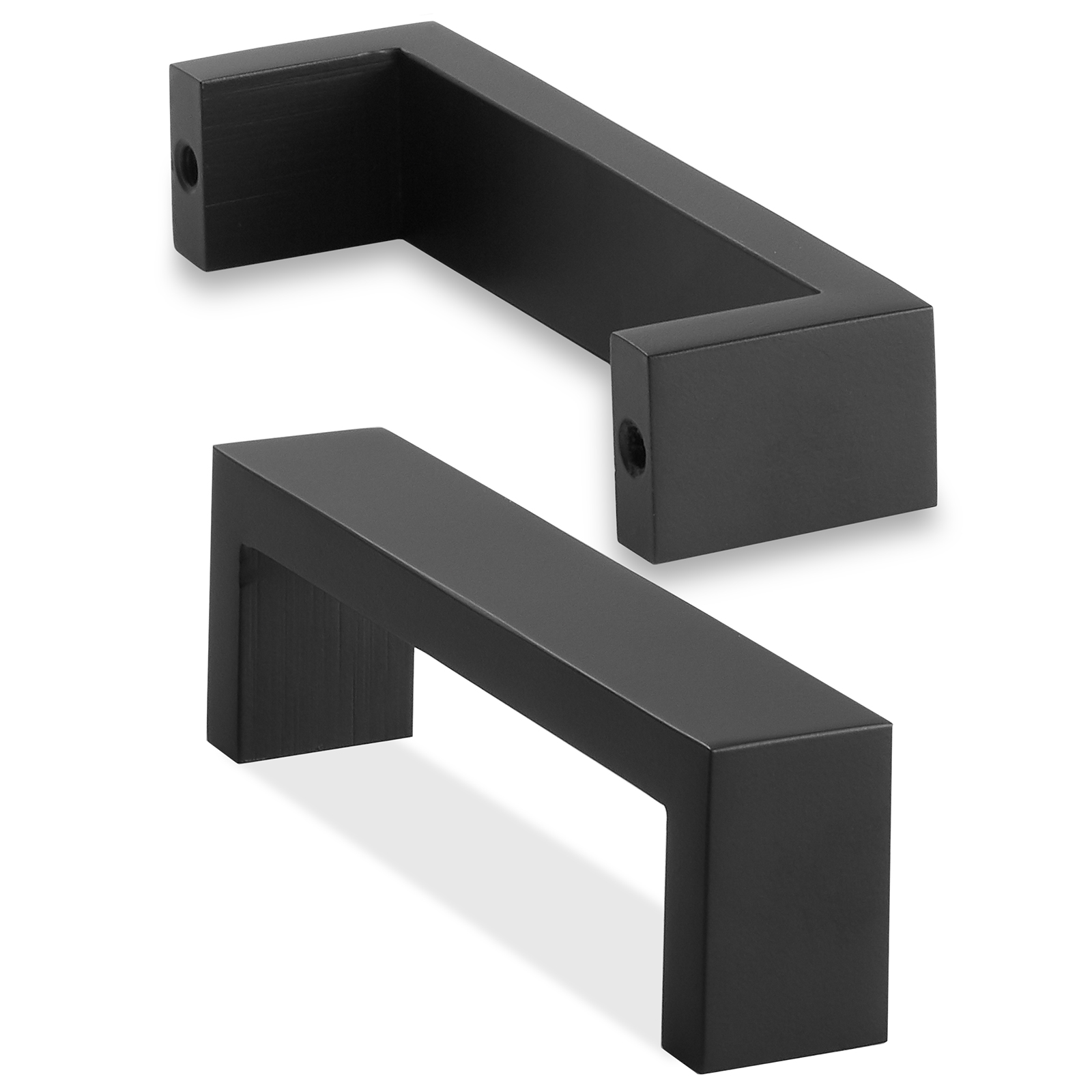 Cauldham Solid Stainless Steel Cabinet Hardware Square Pull Matte Black (3-3/4" Hole Centers) - 10 Pack - image 2 of 6