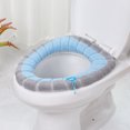 thumbnail image 5 of Asiento de inodoro portátil universal - Cojín de asiento de inodoro suave de 5 piezas para baño, grueso, estirable, lavable, fácil de instalar y limpiar, crema, rosa, verde, azul JAMW Sencillez, 5 of 5