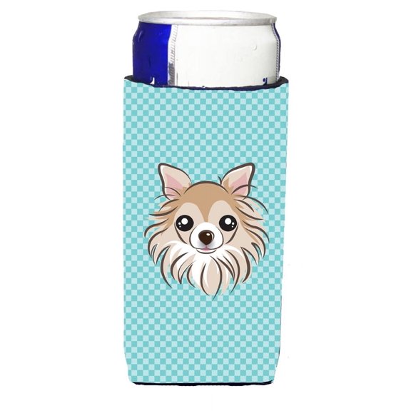 Carolines Treasures Checkerboard Blue Chihuahua Ultra Beverage Insulators for slim cans Slim Can multicolor