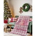 thumbnail image 2 of Christmas Tree Flannel Blanket for Bed,Travel and Camping, Winter Pink Leopard Pine Trees Buffalo Plaid Super Soft Cozy Blanket for All Seasons 32"x48", 2 of 6