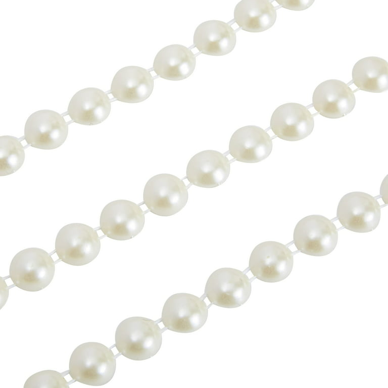 Pearl Strings for Crafts, DIY Projects, 10mm White Half Beads Spool Garland  for Wedding Decorations (10 Yards)