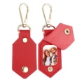 thumbnail image 1 of 2pcs Custom Leather Photo Keychain Personalized Picture Key Chain, Red, 1 of 7