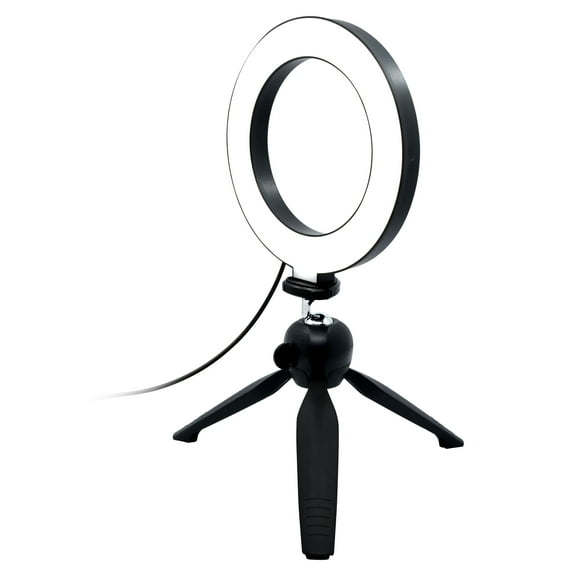 Xtreme LED 6-inch Ring Light, Ball-Joint Gooseneck and Tripod, 10 Brightness Levels, Multi-White Color Modes, 6ft USB Cable and Power Adapter