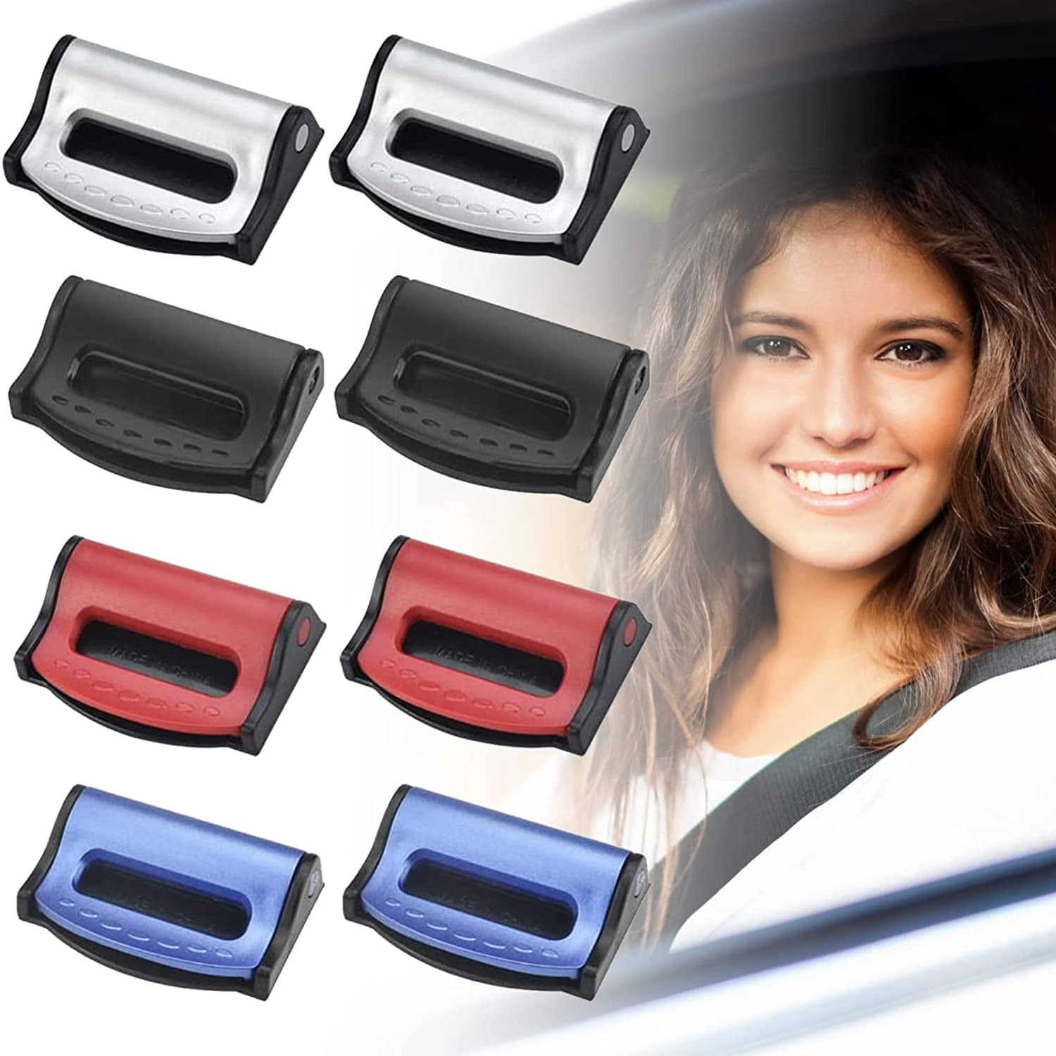 8 Pcs Ajusteur de Ceinture de Sécurité de Voiture, Ajusteurs de Ceinture de Sécurité, Ajusteur de Ceinture de Sécurité, Bouchon de Ceinture de Sécurité, Ajusteur de Boucle de Ceinture de Voiture, Bouchon de Ceinture de Sécurité