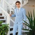 thumbnail image 3 of i.Finelong Men's Classic Light Blue Two - Piece Suit, Suitable for Business and Other Formal Occasions, 3 of 7