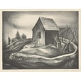 thumbnail image 2 of Charles Henry Alston 14x12 Black Ornate Wood Framed Double Matted Museum Art Print Titled: Barn and Tree (1940), 2 of 5