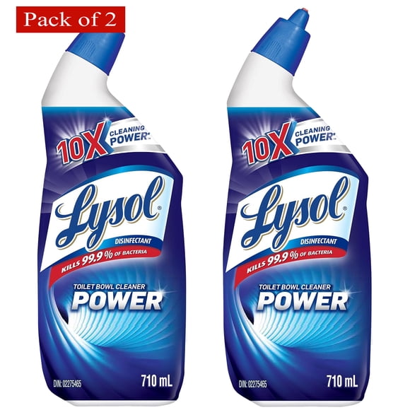 Lysol Toilet Bowl Cleaner Power - 10x Cleaning Actions, Disinfecting & Stain Removal, 710ml (Pack of 2)