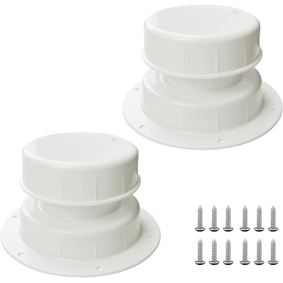 PinesC RV Plumbing Vent Caps Kit 2Pcs Trailer Camper Vent Cap Replacement Plastic Roof Sewer Vent Cover Caps for 1 to 2 3/8 Inch Pipe (White) White