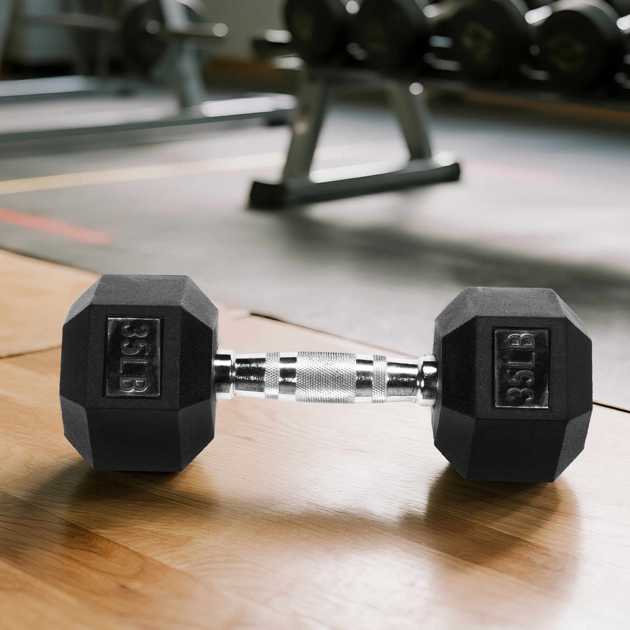 EDX 35 LB Rubber Hex Dumbbell – Anti-Roll Grip for Strength Training, Home Gym & Full-Body Workouts