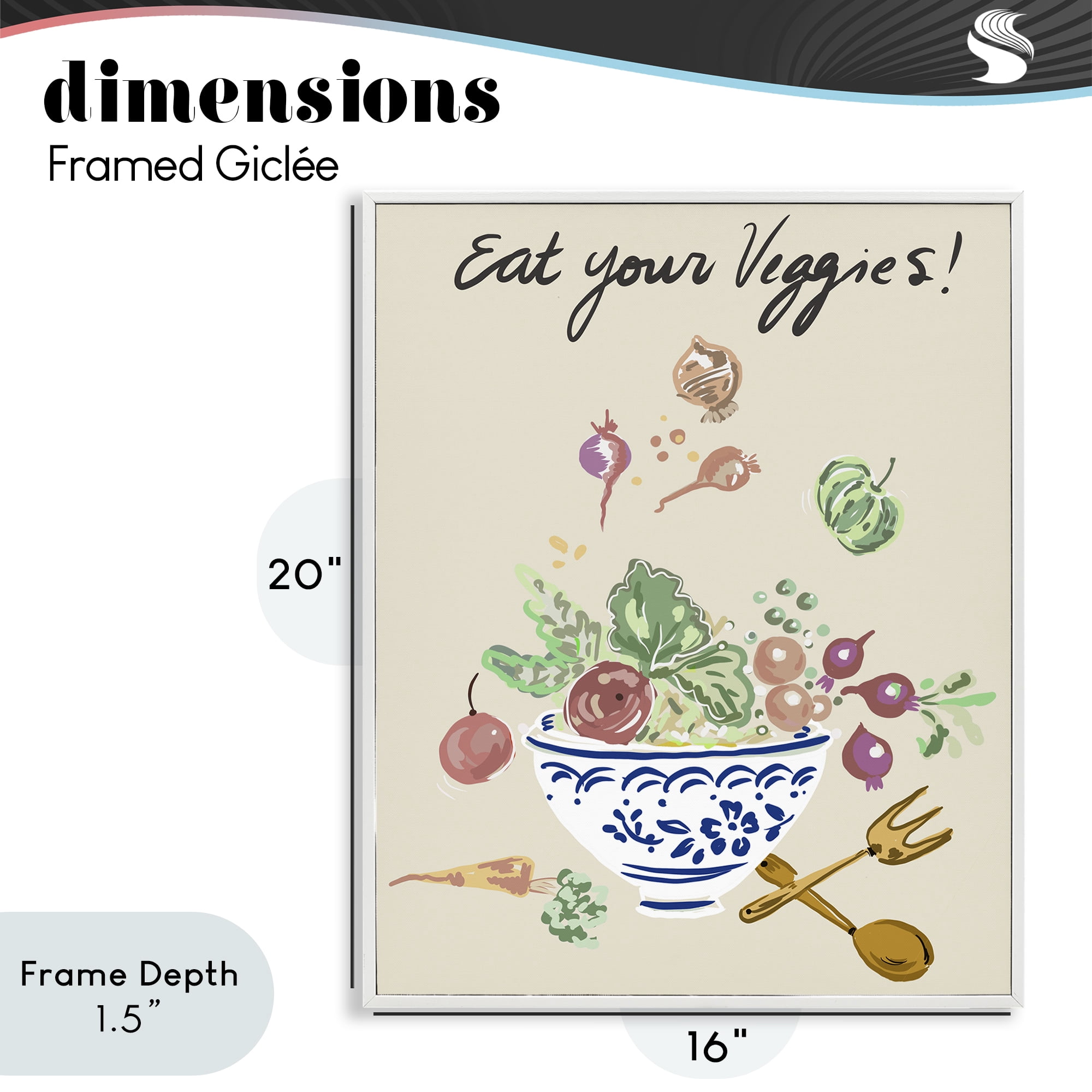 Stupell Industries Eat Your Veggies Bowl White Framed Giclee Art, design by Ani Del Sol