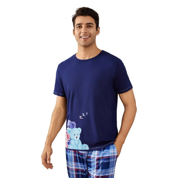 Men's round-neck short-sleeved long pants casual wear that can be worn outside, suitable for home use set