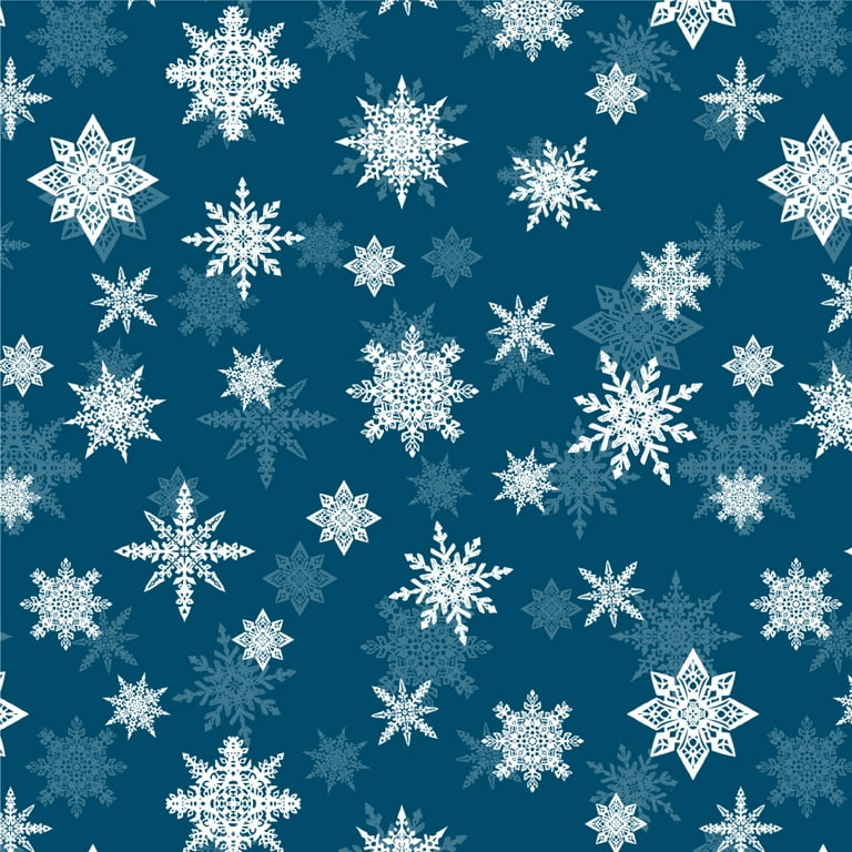 Snowflakes on Blue Tile Pattern Premium Roll Gift Wrap Wrapping Paper 