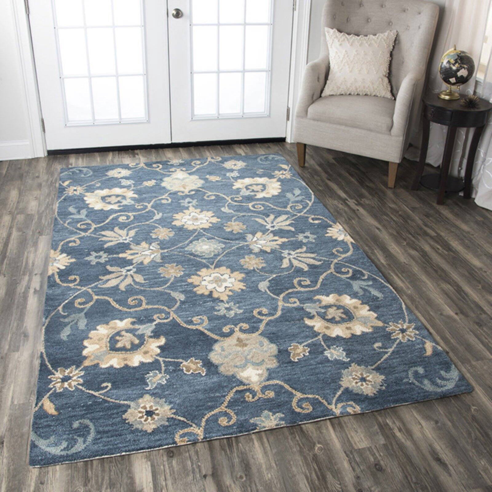 Rizzy Rugs Leone Area Rug LO9985 Blue Vines Scrolls 9' x 12' Rectangle