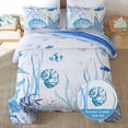 thumbnail image 3 of Juego de cama Djoymock Queen, 244 x 229 cm, reversible, azul océano, 3 of 8