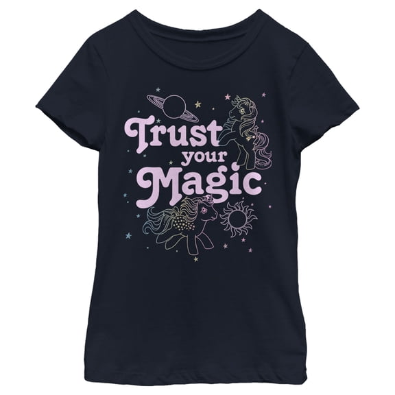 Girl's My Little Pony Trust Your Magic Stars  Graphic Tee Navy Blue X Small