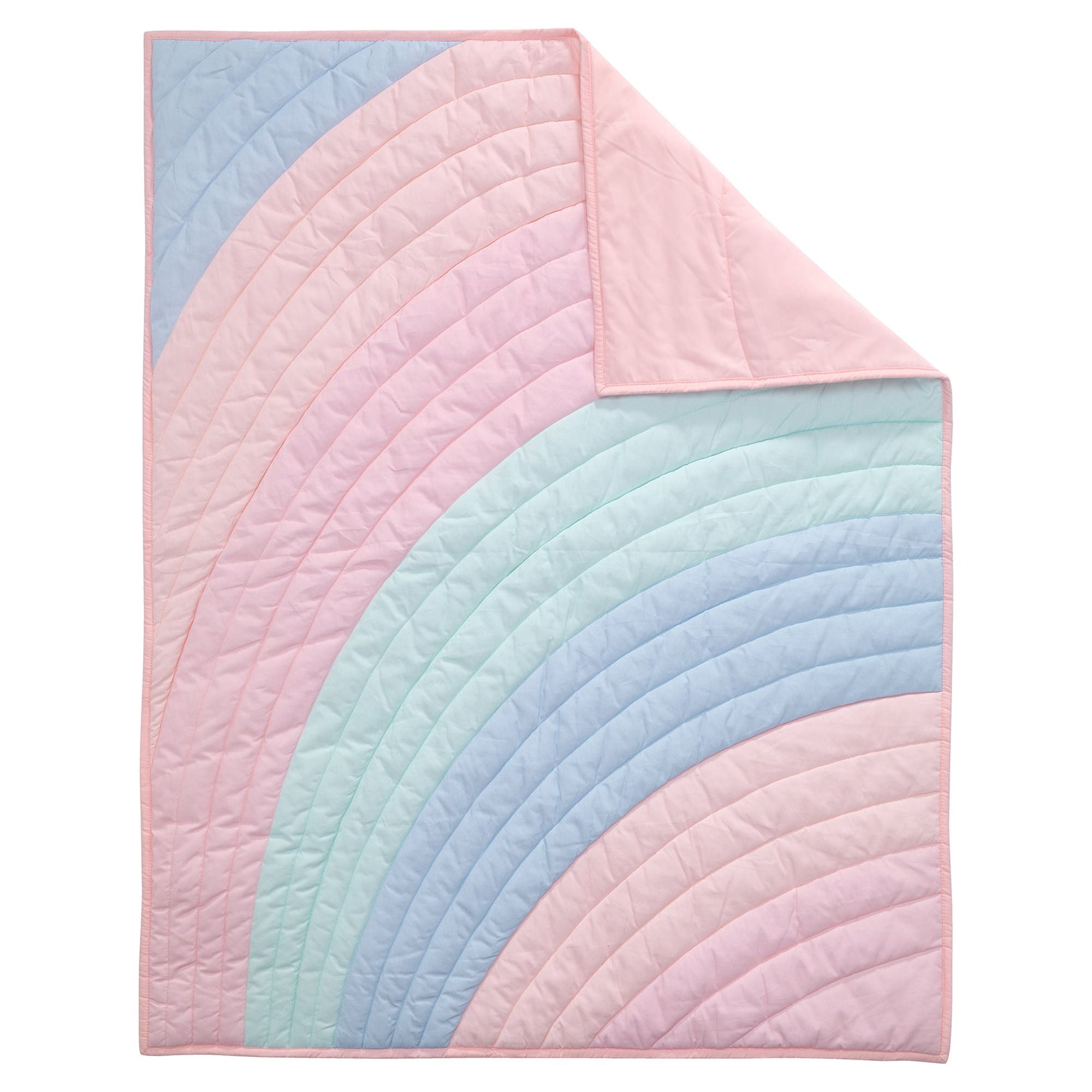 Lambs & Ivy Watercolor Pastel Pink/Mint Rainbow 5-Piece Baby Crib Bedding Set