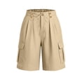 thumbnail image 5 of YTCAMLO Cotton Linen Bermuda Shorts for Women Casual Loose Fit Ruched Summer Beach Shorts with Pockets Drawstring Cargo Shorts, 5 of 7