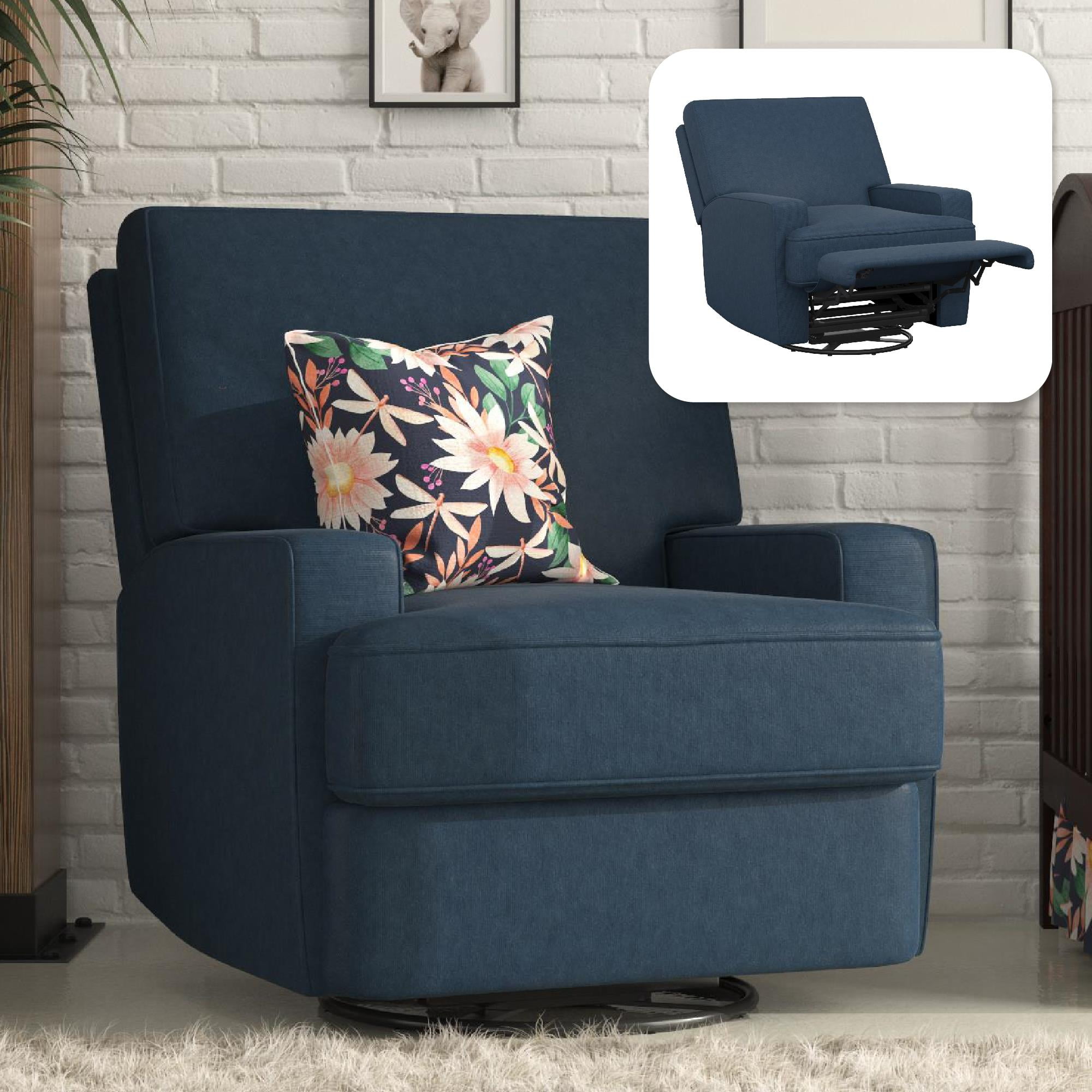 Navy blue swivel rocker cheap recliner