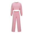 thumbnail image 4 of XFLWAM 2 Piece Outfits for Women Sweatsuit Oversized Long Sleeve Crop Sweatshirt Casual Fall Sets Solid Color Cozy Tacksuit Set, 4 of 5