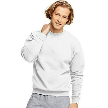 Hanes Mens Long Sleeve crewneck Sweatshirt - WHITE - XXX-Large