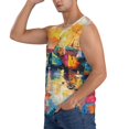 thumbnail image 3 of Lsque Colorful Fishing Boats Print Men's Cotton Blend Sleeveless Muscle Shirts (S-3XL)- Moisture Wicking, Odor Protection, UPF 30+,X-Large, 3 of 8