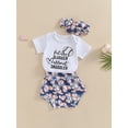 thumbnail image 3 of Coduop Baby Girls Outfit Set,Short Sleeve Romper with Baseball Print Shorts and Hairband 3Pcs Set, 3 of 9