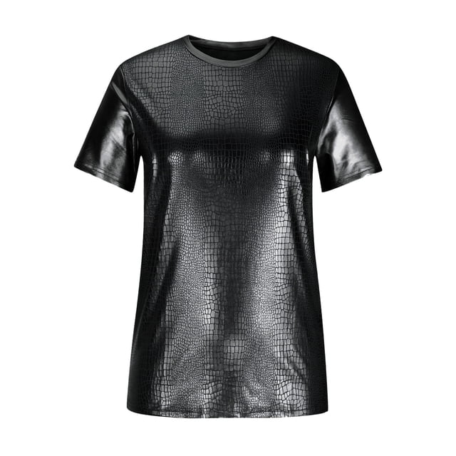 Dvkptbk Hauts Décontractés Brillants à Manches Courtes Col en V pour Hommes Tendance Ado Slim en Liquidation